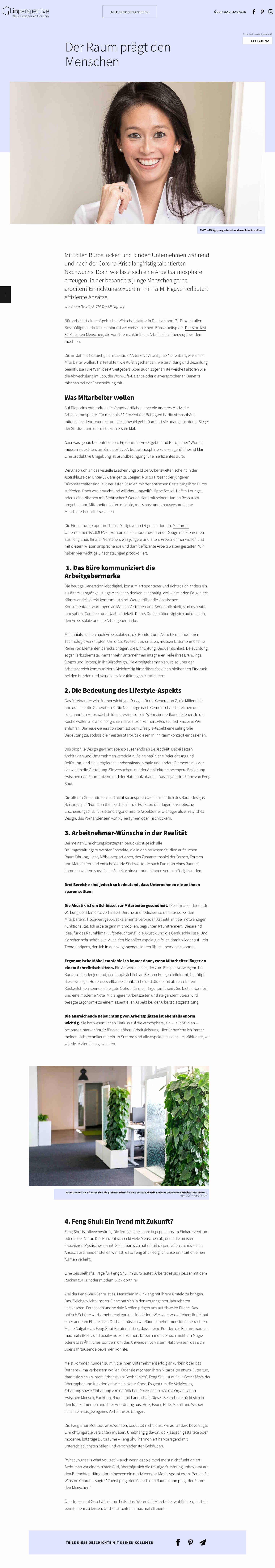 The Palmberg Newsletter inperspective writes about RAUMLEVELs suggestions on good office furnishings